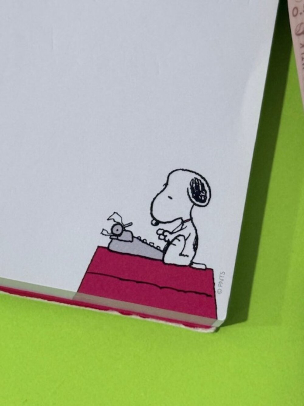Peanuts Snoopy 2 Cushion Puff with cases 2 mini notepads 5 Pens (coffee theme) - Picture 14 of 17